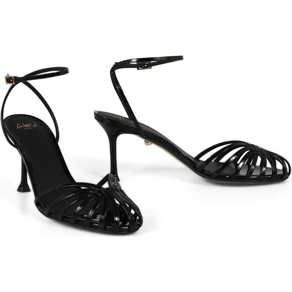 ALEVI Women's Patent Leather Strappy Stiletto Sandals with Ankle Strap Women - Picture 3 of 4